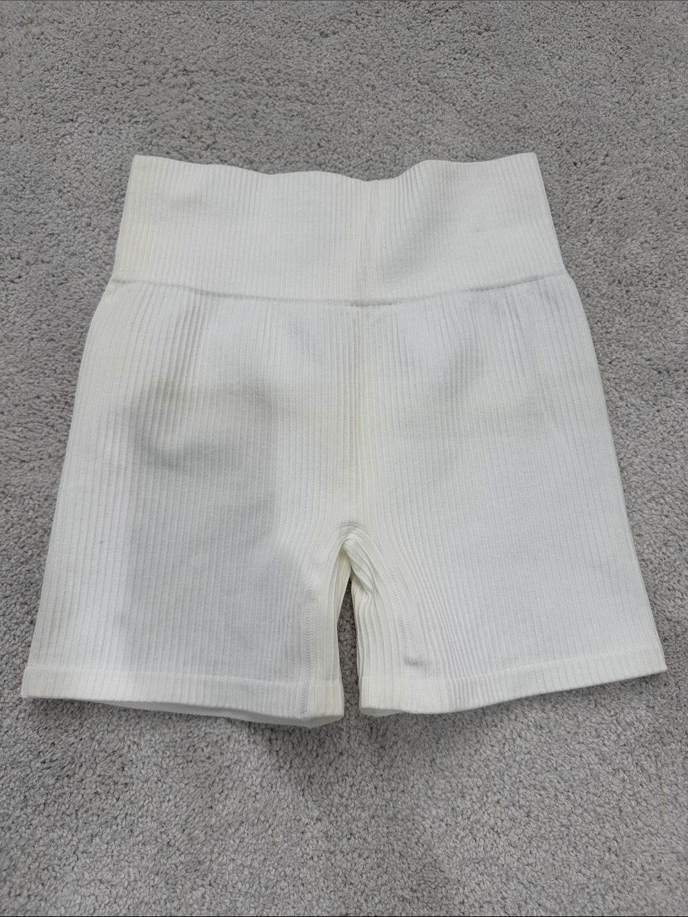 Cotton On Body Off-White Ribbed High-Waist Bike Shorts